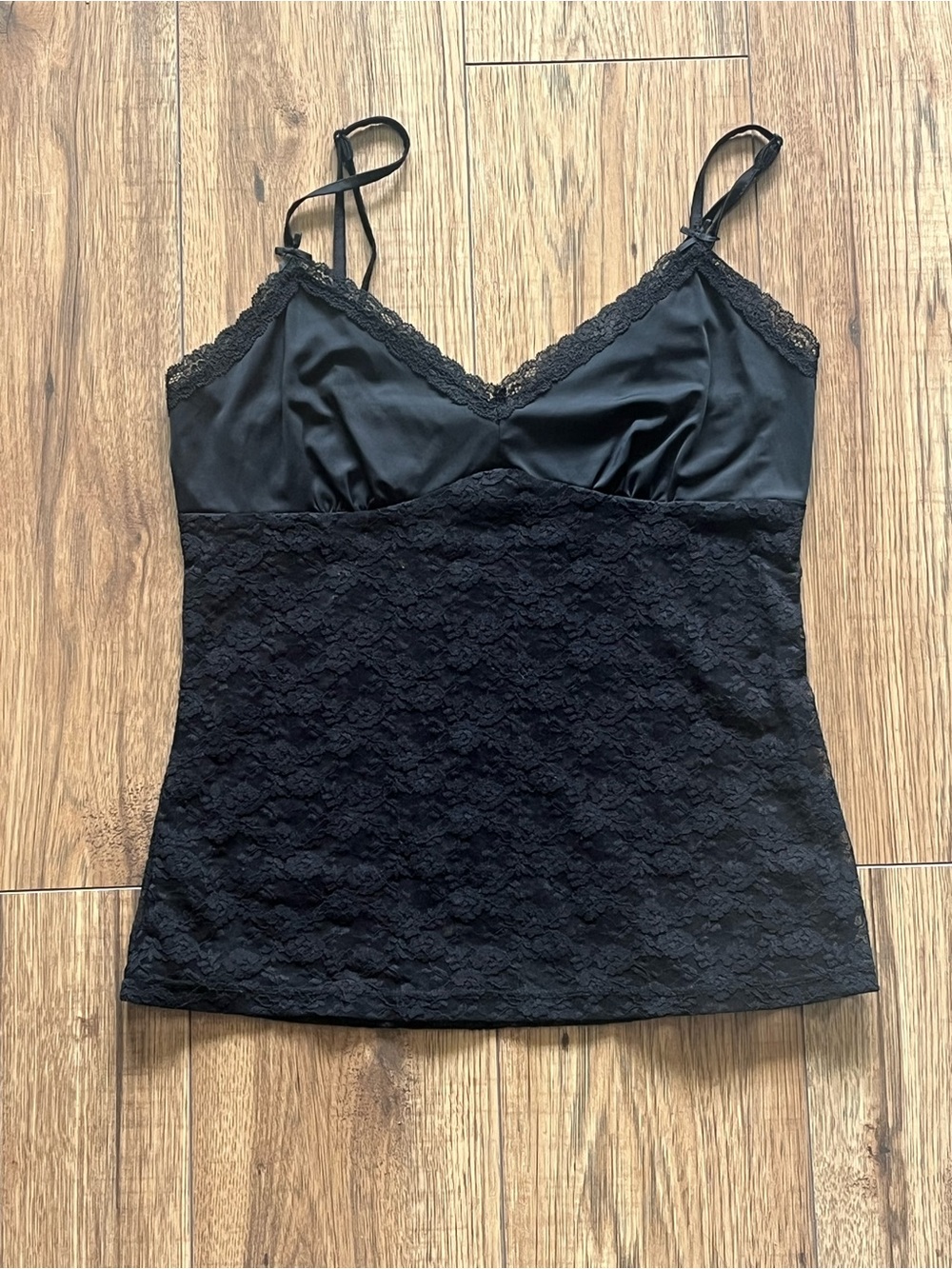 Brandy Melville Black Satin & Lace Camisole